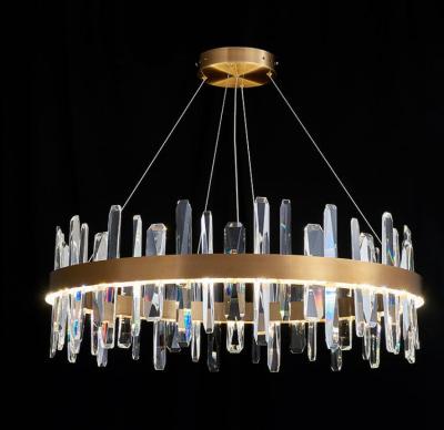 China Runde Form-Leuchter-Crystal Ceiling Light Fixture With-Metalldecken-Platte zu verkaufen