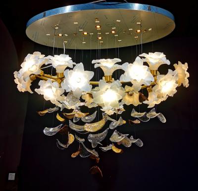 China High End Art Romantic White Floral Lobby Chandelier High End Duplex Villa for sale