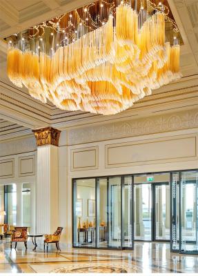 China Luxury Golden Transparent Rectangular Crystal Extra Large Chandeliers Made To Order for sale