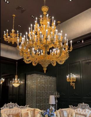 China Hotels Luxury Golden Extra Large Chandeliers For High Ceilings for sale