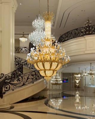 中国 ODM OEM Golden Luxury Large Modern Entry Chandeliers For High-End Commercial Buildings 販売のため