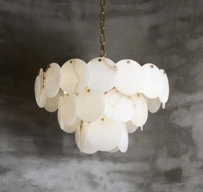 China Modern Lighting Fixtures Luxury Restaurant Bar Indoor Large Marble Chandelier For Living Room Simple Alabaster Chandelier D60CM for sale