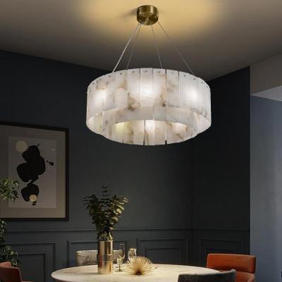 China Alle koper licht luxe natuurlijke marmer creatief nieuw Chinees model woonkamer eetkamer cirkelvormige kandelaar Te koop