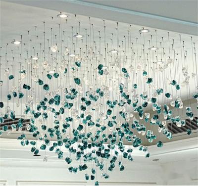 China Hotel Lobby Villa Bankettsaal Dekoration Projekt Luxus Regenfall Glas Edelstein Kronleuchter Accessoires zu verkaufen