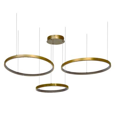 China Moderne Anhänger Lichter Wohnzimmer Esszimmer Kreis Ringe Acryl Aluminium Körper LED Deckenlampe Haus Metall zeitgenössisch zu verkaufen