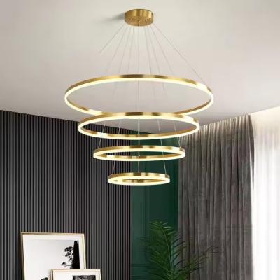 China Four Ring Hanging Home Decoration Led Chandelier Ring Acrylic Luxury Ceiling Ring Chandelier for sale