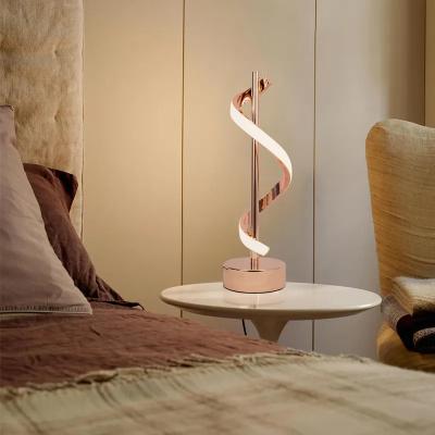 China Minimalistische zeitgenössische LED-Spirale Tischlampe Rose Gold/Schwarz Aluminium 12W Lampe Für Schlafzimmer zu verkaufen