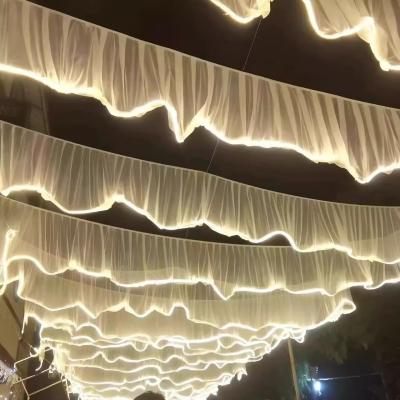 China White Light S Strip Wedding Ceiling Curtain For Dance Hall Wedding Event Party Hall Decor With Led Light Strip for sale