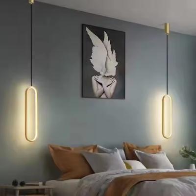 China Modern Linear Black Gold Pendant Light Villa Duplex Living Room Bedroom Dining Home Decoration LED Chandelier for sale