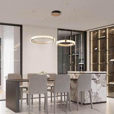 China Creative Nordic Minimalist Double Ring Dining Room Chandelier Simple Modern Round Chandelier Living Room Bedroom Office for sale