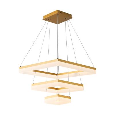 China Three Story Square Modern Minimalist Style Dining Room Chandelier Personality Creative Square Family Atmosphere Living Room Light Adjustable Master Bedroom Study Light for sale