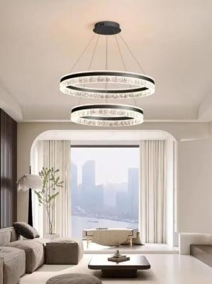 China Exquisite Double  Circle Living Room Bedroom LED Interior Chandelier Brilliant Acrylic Hotel Villa Hall Dining Room Chandelier for sale