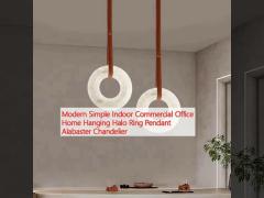 Modern Simple Indoor Commercial Office Home Hanging Halo Ring Pendant Alabaster Chandelier