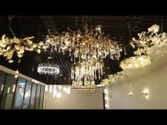 Luxury Golden Transparent Rectangular Crystal Extra Large Chandeliers Made To Order