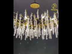 Grape Crystal Chandelier Silver Gold Hanging Light Luxury Villa Living Dining Room Lamp Tree Branch