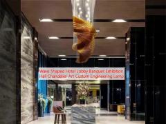 Wave Shaped Hotel Lobby Banquet Exhibition Hall Chandelier Art Custom Engineering Lamp