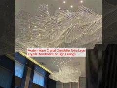 Modern Wave Crystal Chandelier Extra Large Crystal Chandeliers For High Ceilings