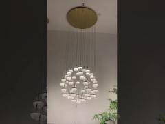 Round ball lighting modern staircase chrome acrylic crystal sand pendant lamp