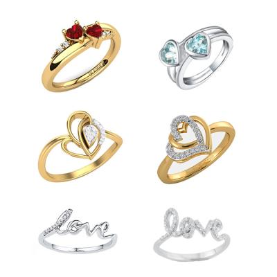 China Newest Trend Fashion Wedding Jewelry Nature Gemstone Heart Cut White Gold Sterling Silver Plated I Love You Ring For Women for sale