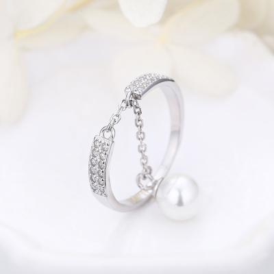 China Japan fashion jewelry brand Sevenajewelry SAR7563 CLASSIC style 925 open ring silver pearl rings for girls D.C.A. CZ for sale