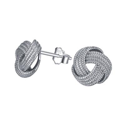 China Sevenajewelry High Quality Brand Eh02 Style White Gold Plated Stub Earrings For Women True Zircon Unique Diamond Twist Knot Romantic Cubic for sale