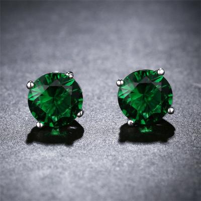 China Sevena Jewelry SAE56012 CLASSIC Hot Sale Fashion Green Stone 925 Silver Jewelry Earrings For Women Manufacturer Supplies for sale