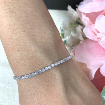 China Hiphop Sevena Jewelry TB0016 Rock Round White Gold Zircon Bling Shiny Cut Plated Tennis Bracelet for sale