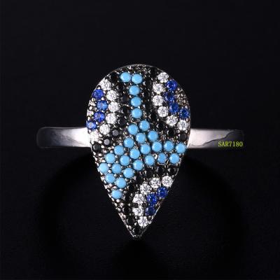 China Sevenajewelry CLASSIC SAR7180 18K White Gold Plated 925 Sterling Silver Ring Colorful Stone Mico Pave Set CZ Rings For Women for sale