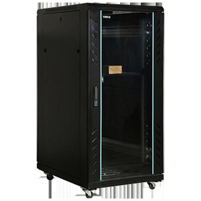 China Low Noise Data Center Server 22U Floor Standing 19 Inch Door Network Glass Network Cabinet for sale