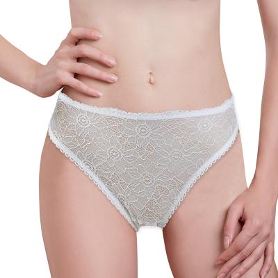 China Wholesale Antibacterial Women's Plus Size Sexy Mature Ladies High-cut Women Love Floral Lace Lingerie Bikini Panties for sale