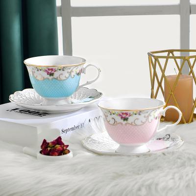 China Viable double set of 6 cup and saucer ceramic tea cup designs set modern style wholesale for sale