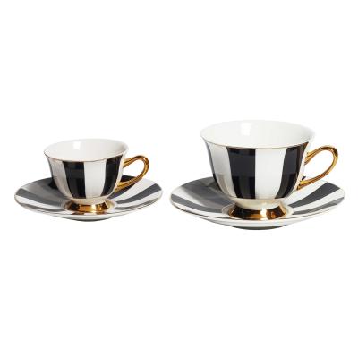 China Sustainable European Ceramic Cup And Saucer Six Set Porcelain Tea Custom Coffee Cup Set for sale