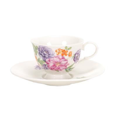 China Sustainable Teacups And Saucers Custom Flower Printed Ceramic Bulk Cheap Ceramic Bone China , New Natural Packaging Bone China 1000 Sets 691110 for sale