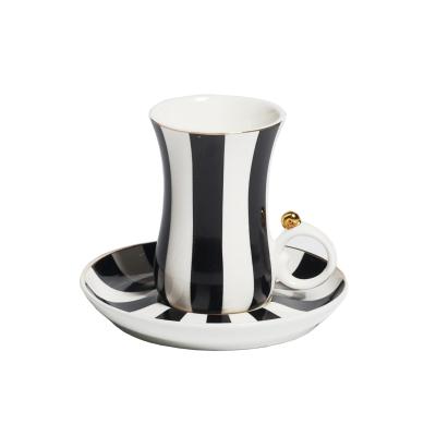 China Viable Wholesale Arabic 100cc Set Of 6 Custom Made Porcelain Coffee Tea Cups And Saucers Set With Gift Box for sale