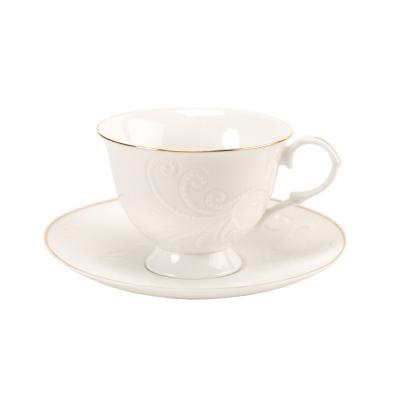 China Viable English Style Porcelain White Tea Cup With Embossment for sale