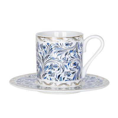 China Sustainable Stylish Espresso 90cc Coffee Ceramic Cup And Saucer Stocked for sale