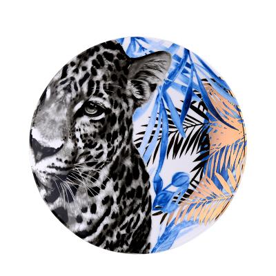 China 2020 New Design Leopard Print Decal Serving Plates Sustainable Ceramic Dinnerware for sale