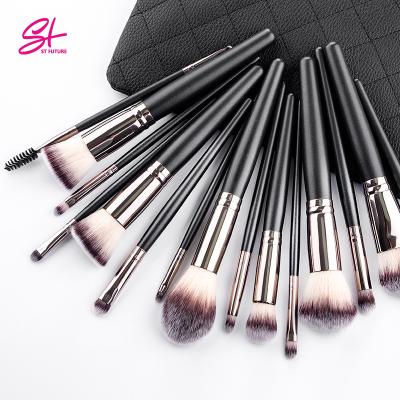 China Angular Blush Wholesale Professional High Quality Black Makeup 15pcs Makeup Brush Custom Logo Luxury Private Label Makeup Makeup Brush for sale