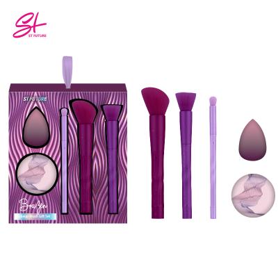 China Face Tending Future 5 Pcs St Brush Purple Make Up Sponge And Makeup Girls Gift With Mirror Without Logo Profesional Case for sale