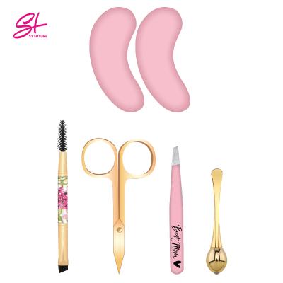 China Stainless Steel Future St Mother's Day Gift Set Makeup Scissors Gold Eye Massager Gel Pags Beauty Eye Care Tweezer Kit Tool for sale