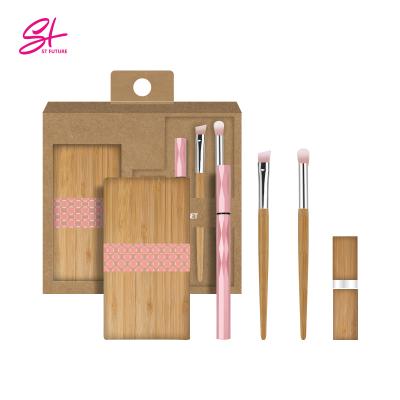 China Angular Blush St Future 3 Colors Eye Shadrow Bamboo Packing Eyeshadrow Brush Eyeliner Pen 5 Pcs Eye Beauty Cosmetic Set for sale