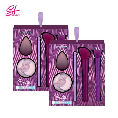 China Face Makeup Brush Set With High Quality Sponge And Mirror Cosmetic Make Up Brushes Custom Low Moq Logo Private Label Makeup Brushes Set for sale