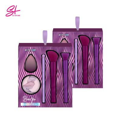 China Face Fashion Trends 2022 5 Pieces New Makeup Brush Set With Mirror Case Custom Make Up Organizer Box Portable Candy Purple Brushes for sale