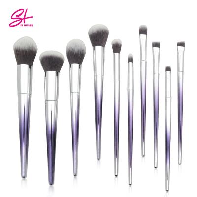 China Angular Blush Private Label Makeup Brushes Synthetic Powder Foundation Brush 10pcs High Quality Make Up Brush Set for sale