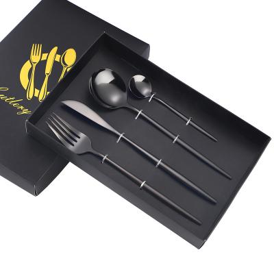 China Durable Black Stainless Steel Metal With Resin Cutlery Sets Modern Trendy Design Stainless Steel Cutlery for sale