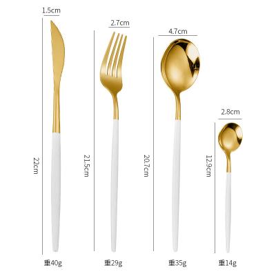 China Sustainable luxury colorful curtlery SS430 knife spoon fork set stainless steel knives and forks cutlery with painting handle for sale