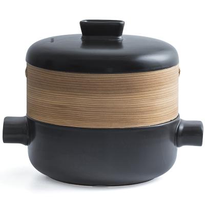 China Sustainable Japanese Kitchen Style Modernity Multiple Handmade Food Casserole Steamer Ceramic Heat Resistant Soup Boiler for sale