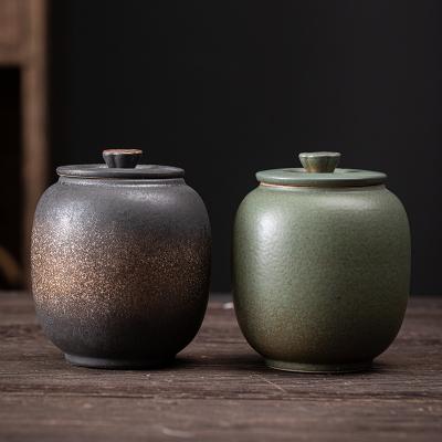 China Sustainable High Quality Retro Handmade Ceramic Tea Coffee Sugar Canisters Eco - Friendly Ceramic Tea Canister for sale