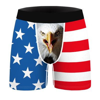 China Comfortable And Breathable Independence Day Digital Briefs Anti-Static American Flag Printing Men'S Shorts Polyester Boxer Briefs for sale