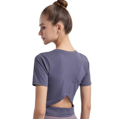 China 2021 hot sale unique design breathable yoga tops high quality sports dress women yoga tops for sale